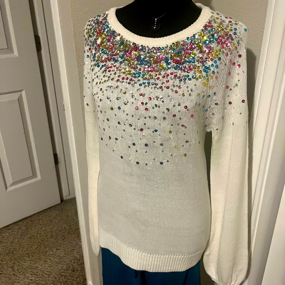 BELLDINI — White Sequined Sweater